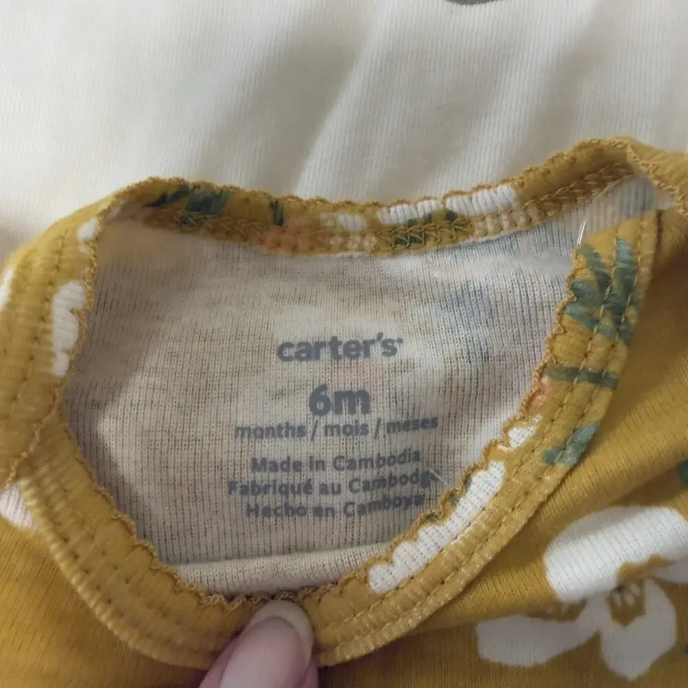 Carter's Baby Girl 3-Piece Floral Outfit Set 6 Months Ivory/Mustard